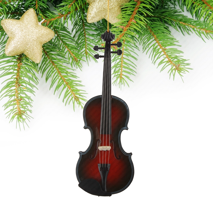 Miniature black and red violin christmas tree